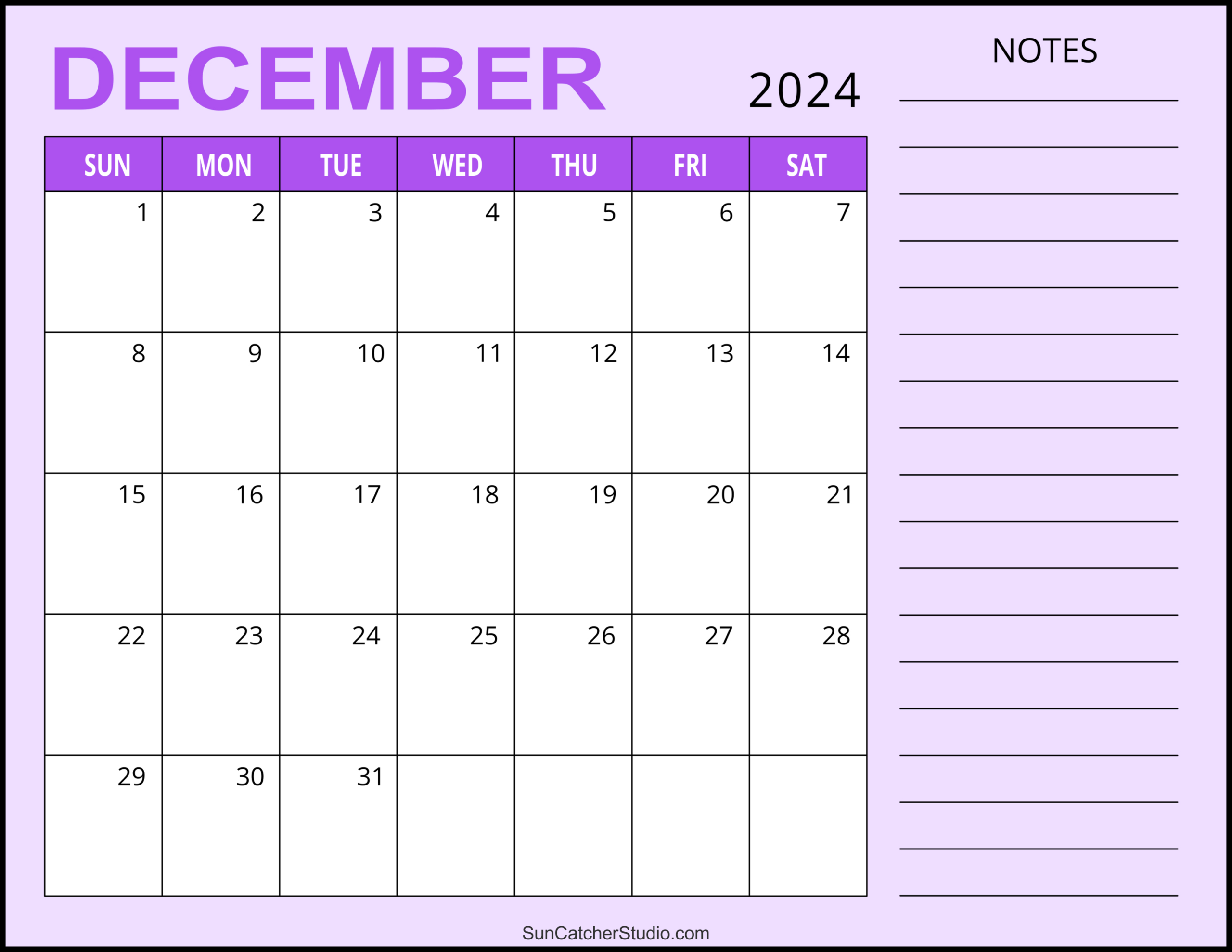 December 2024 Calendar (Free Printable) – Diy Projects, Patterns | December 2024 Calendar Printable Win