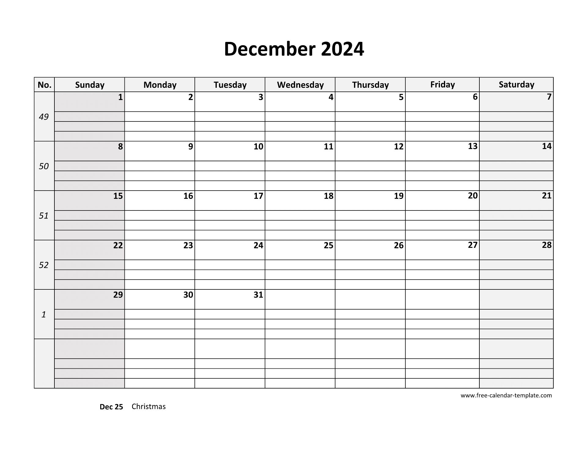 December 2024 Calendar Free Printable With Grid Lines Designed | Calendar 2024