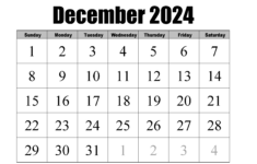 December 2024 Calendar | Instant Download | December 2024 22 Calendar Printable