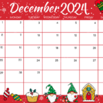 December 2024 Calendar Multicolor Cartoon Style Christmas Template | December 2024 Calendar Printable Clipart