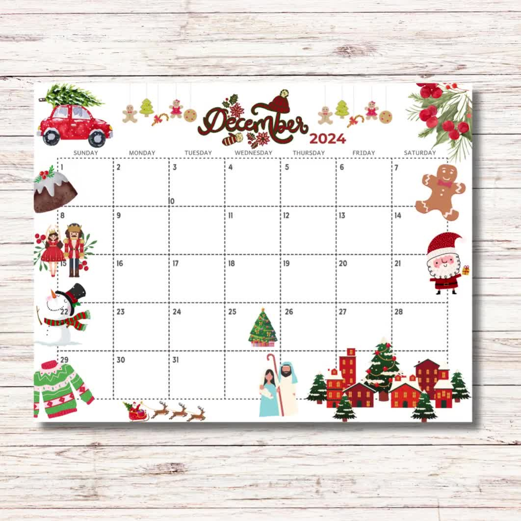 December 2024 Calendar Printable Kids Calendar 2024 Wall Calendar | Calendar 2024