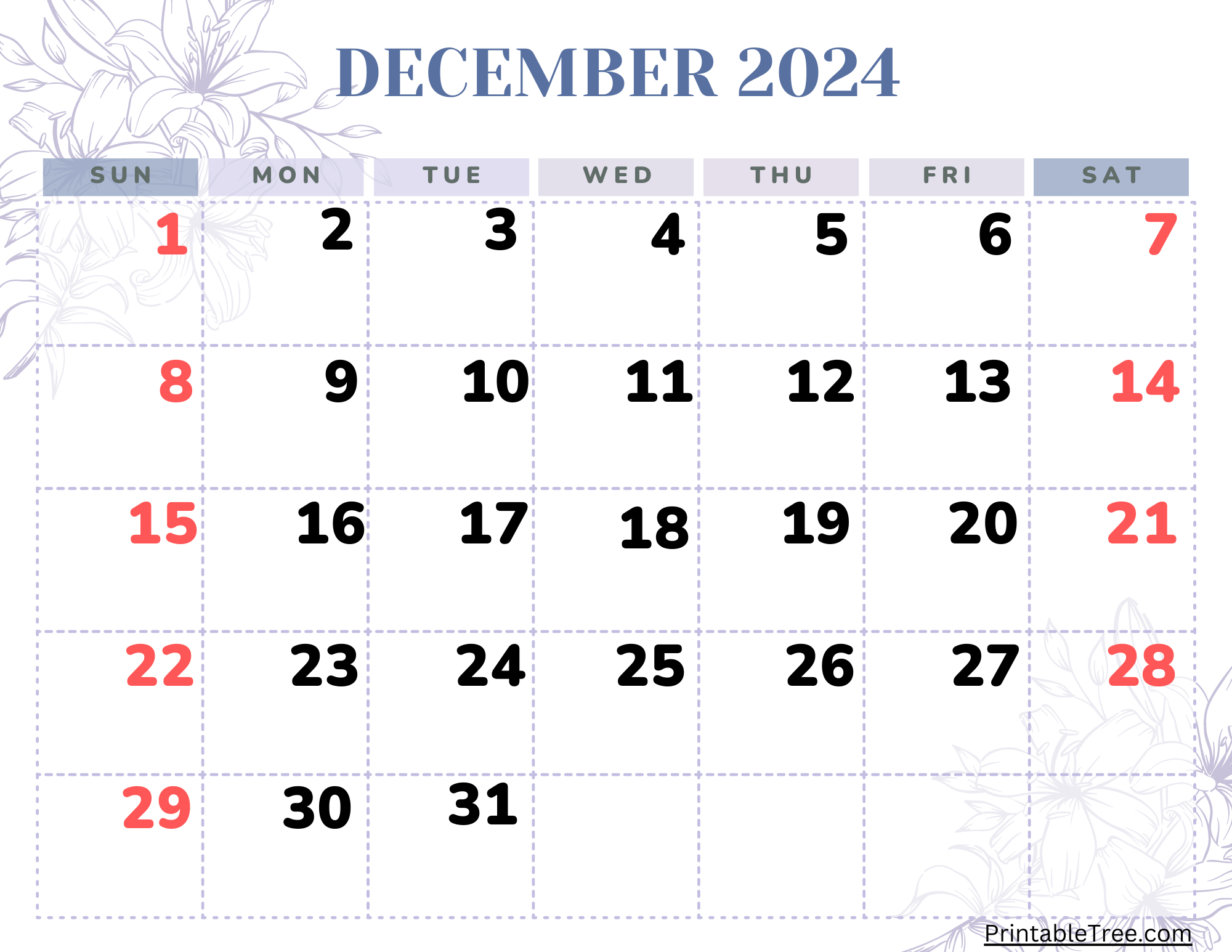 December 2024 Calendar Printable Pdf Blank Free Templates | Calendar 2024