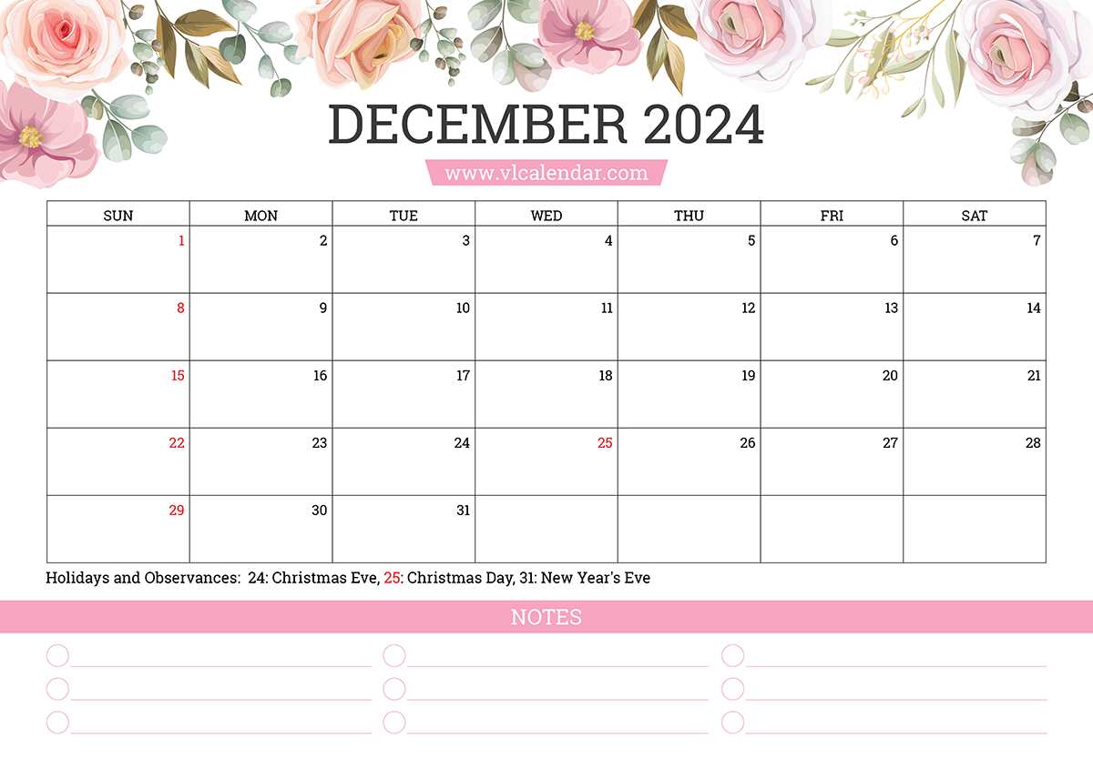 December 2024 Calendar Printable Templates With Holidays | Calendar 2024