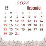 December 2024 Calendar With White Background And Brown Flowers |  Calendar 2024