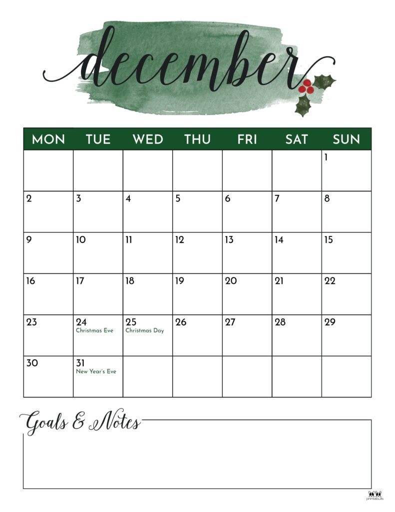 December 2024 Calendars - 50 Free Printables | Printabulls | Blank December 2024 Portrait Calendar Printable