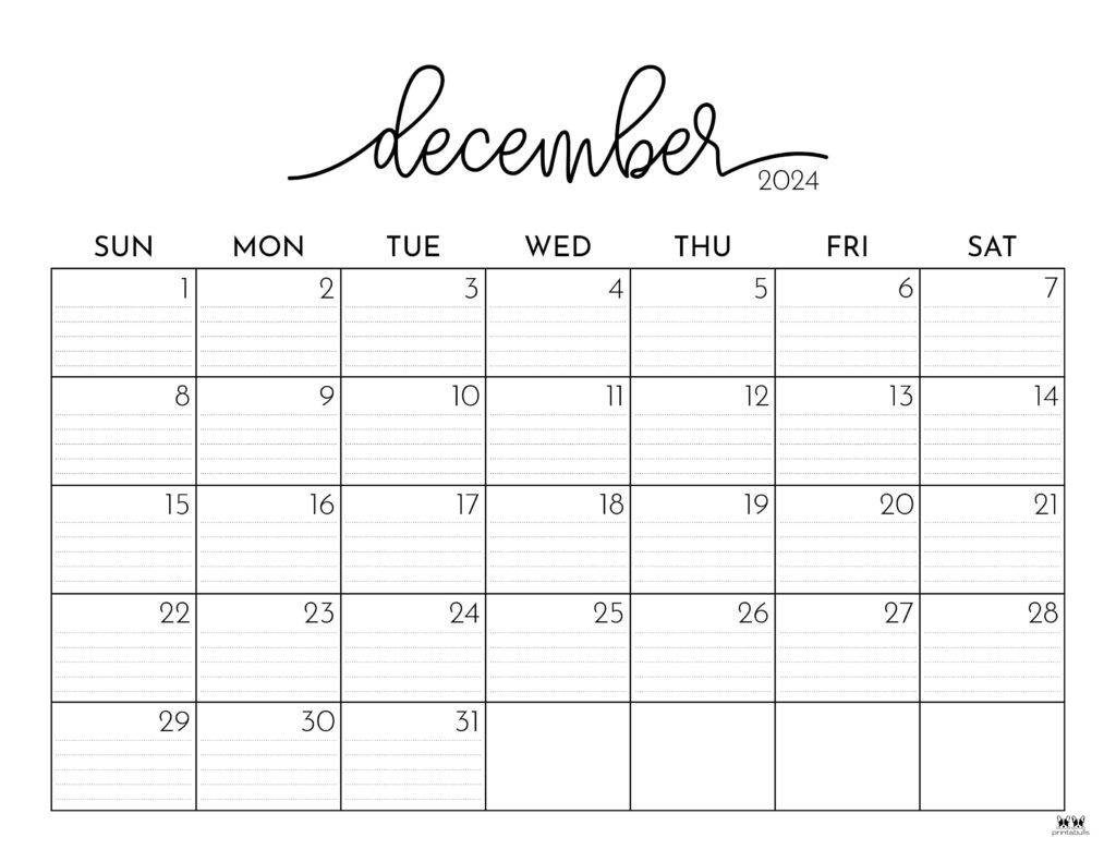 December 2024 Calendars - 50 Free Printables | Printabulls | Calendar 2024