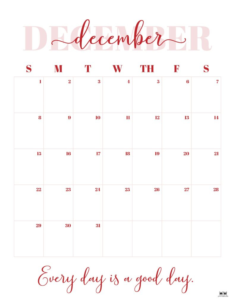 December 2024 Calendars - 50 Free Printables | Printabulls | Christmas Style Printable December 2024 Calendar Large Print