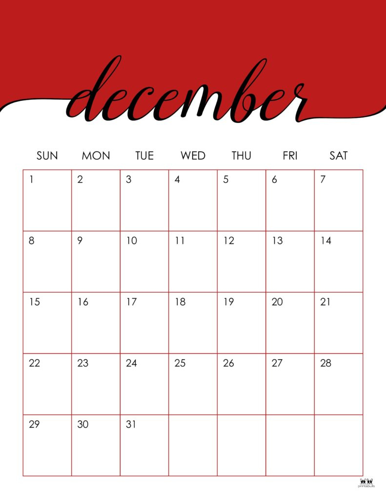 December 2024 Calendars - 50 Free Printables | Printabulls | Christmas Style Printable December 2024 Calendar Large Print