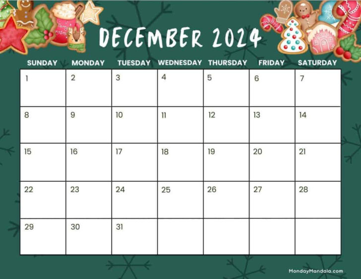 December 2024 Calendar Christmas Printable Free | Calendar 2024