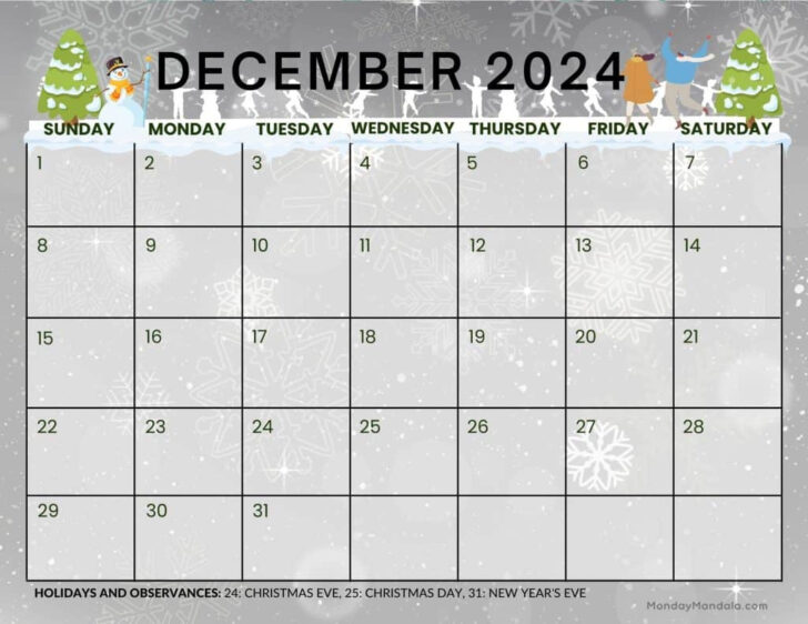 December 2024 Calendar Printable Landscape | Calendar 2024