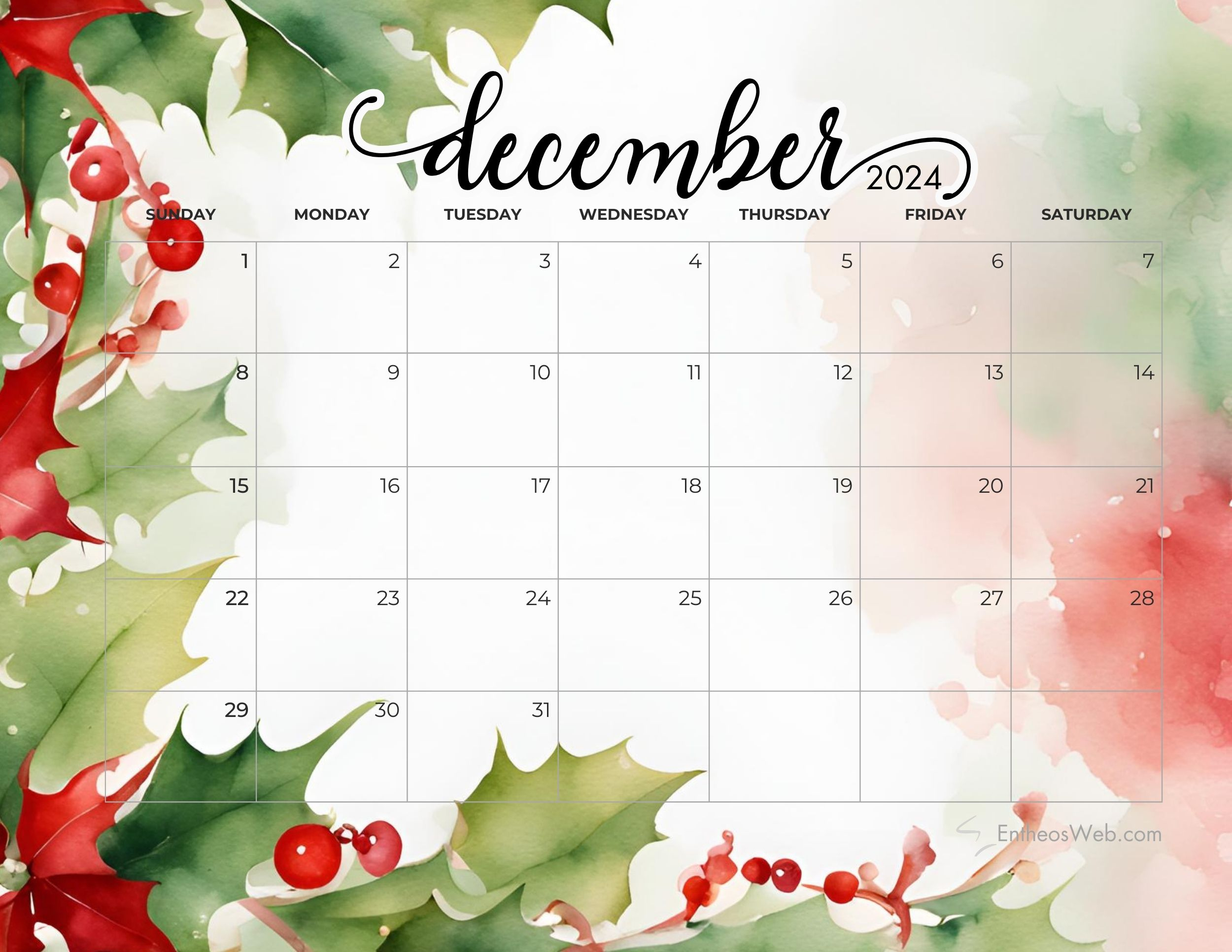 December 2024 Calendars | Entheosweb | Calendar 2024