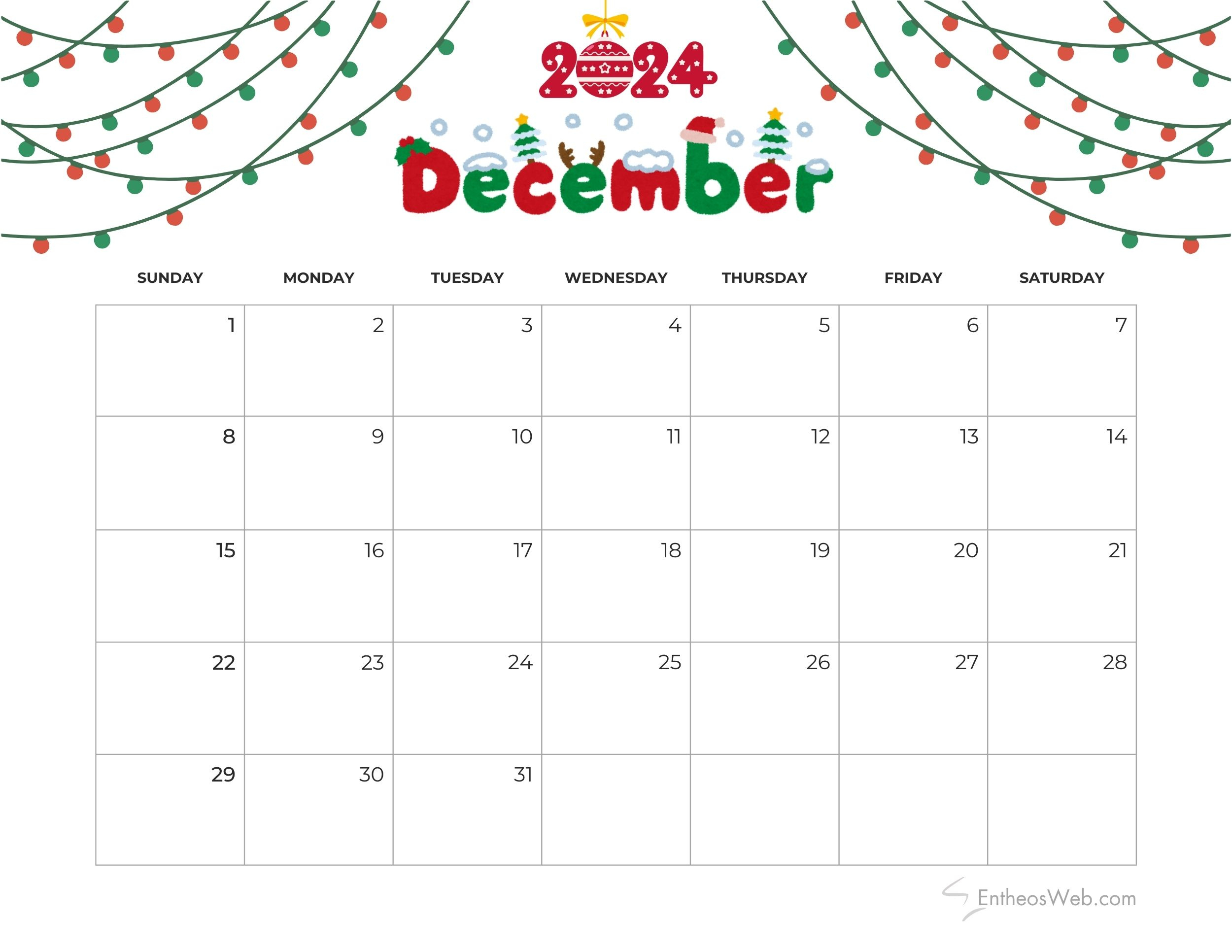 December 2024 Calendars | Entheosweb | December 2024 Advent Calendar Printable