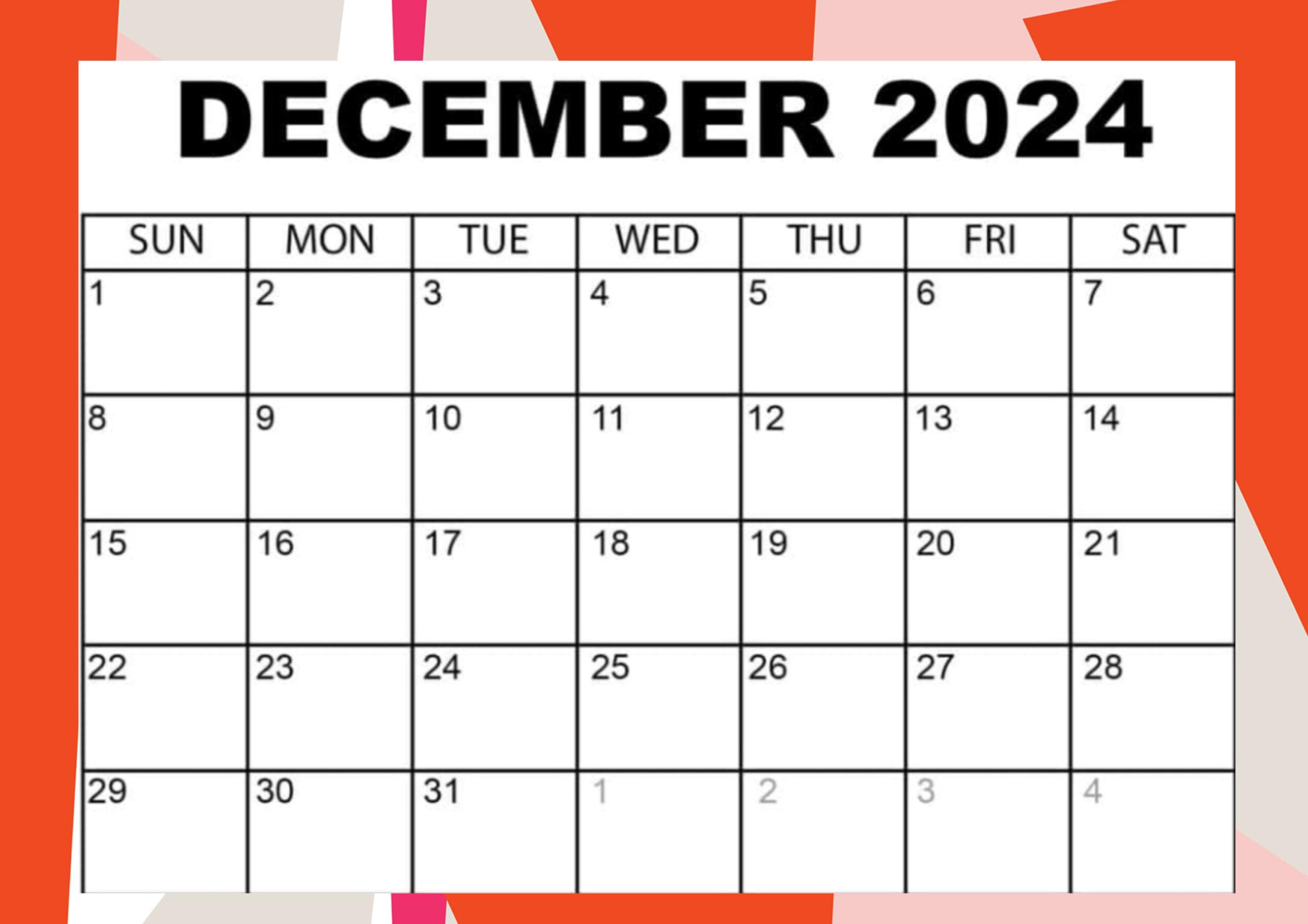 December 2024 Calender, Calandar, Month. Christmas, Planning | Calendar 2024