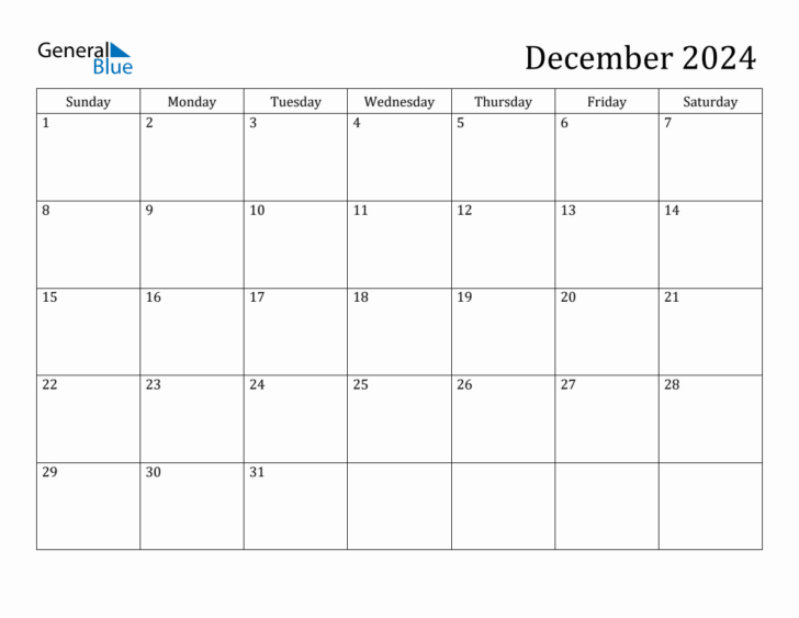 Blue Calendar Printable For December 2024 | Calendar 2024