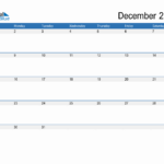 December 2024 Monthly Calendar (Pdf, Word, Excel) | Blue Calendar Printable For December 2024