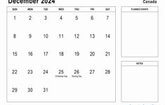 December 2024 Planner With Canada Holidays |  Calendar 2024