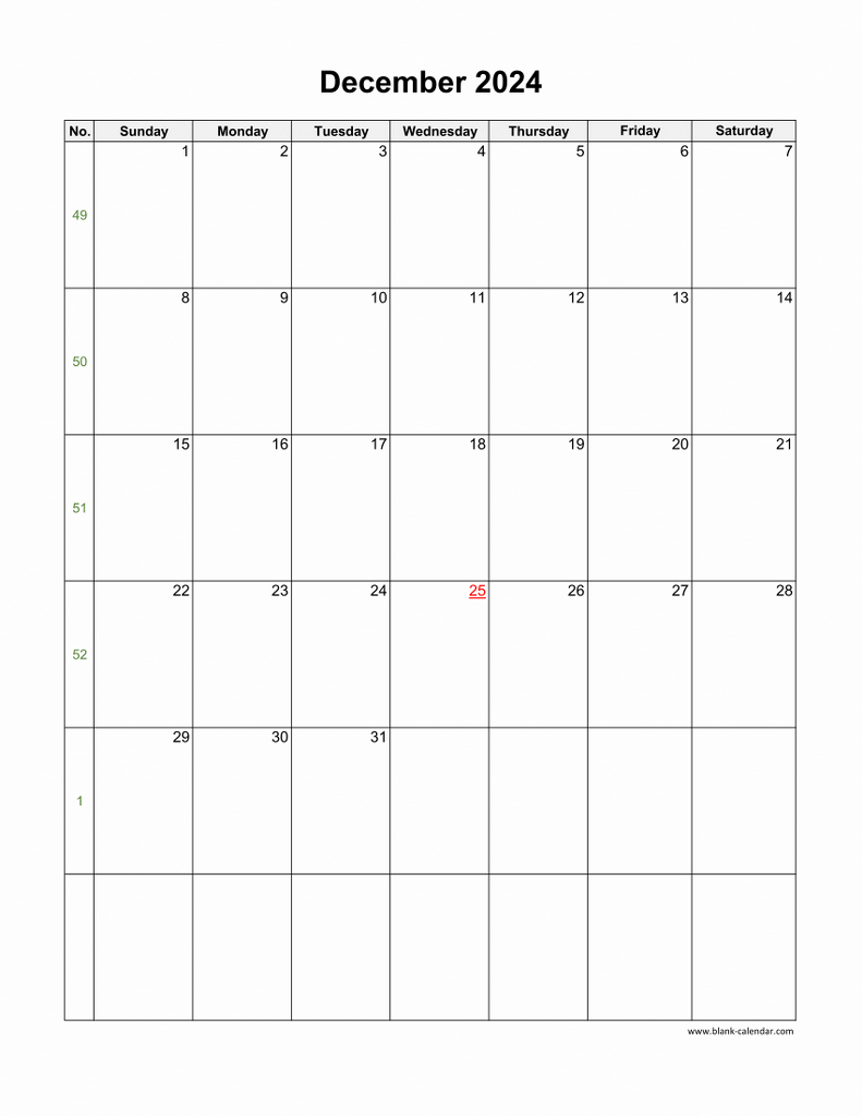 Download December 2024 Blank Calendar (Vertical) | Calendar 2024