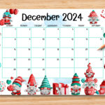 Editable December 2024 Calendar, Adorable Christmas W/ Cute Gnomes |  Calendar 2024