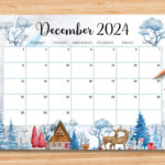 Editable December 2024 Calendar, Beautiful Winter In A Highland | 2024 December Calendar Printable Winnie The Pooh