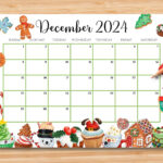 Editable December 2024 Calendar, Colorful Christmas With Sweets | December 2024 Shareware Printable Calendar