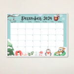 Editable December 2024 Calendar, Cute Penguins, Beautiful Winter | December 2024 Calendar Printable Penguin