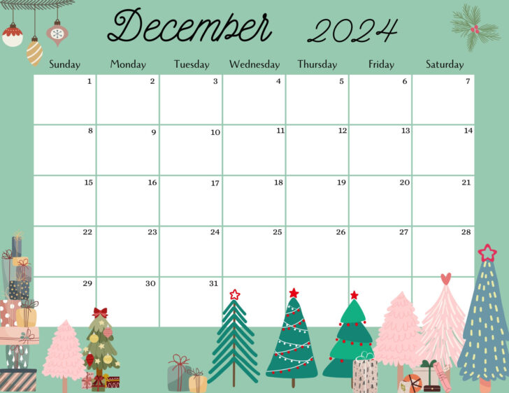 Christmas Themed 2024 December Printable Calendar | Calendar 2024