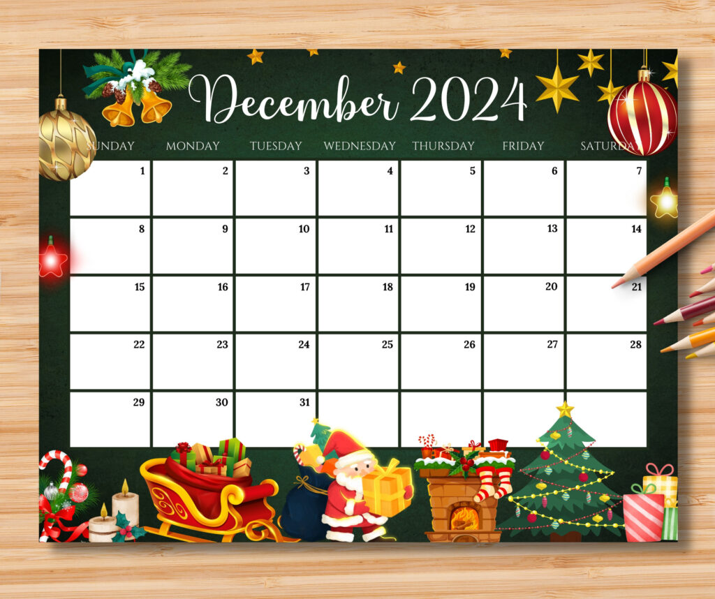 Christmas December Calendar 2024 Printable Calendar 2024 Printable