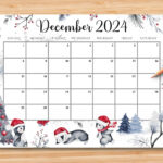 Editable December 2024 Calendar, Joyful Winter W/Cute Penguins |  Calendar 2024