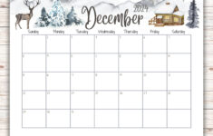 Editable December 2024 Calendar, Snowy House On The Hill And | December 2024 Full Page Printable Calendar