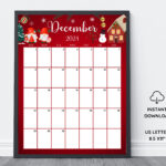 Editable December 2024 Calendar Vertical/Portrait, Cute Gnome | December 2024 Calendar Printable Vertical