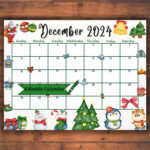 Editable Fillable December 2024 Calendar For Merry Christmas | December 2024 Holiday Calendar Printable