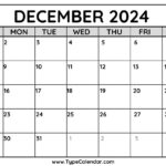 Free December 2024 Calendar Printable |  Calendar 2024