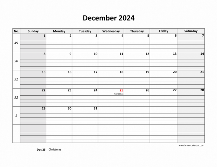 December 2024 Calendar Printable with Large Print | Calendar 2024