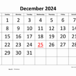 Free Download Printable December 2024 Calendar, Large Font Design | December 2024 Calendar Printable With Large Print