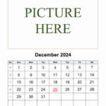 Free Download Printable December 2024 Calendar, Pictures Can Be | December 2024 Calendar Free Printable Clipart