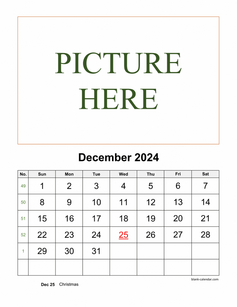 Free Download Printable December 2024 Calendar, Pictures Can Be | December 2024 Calendar Free Printable Clipart