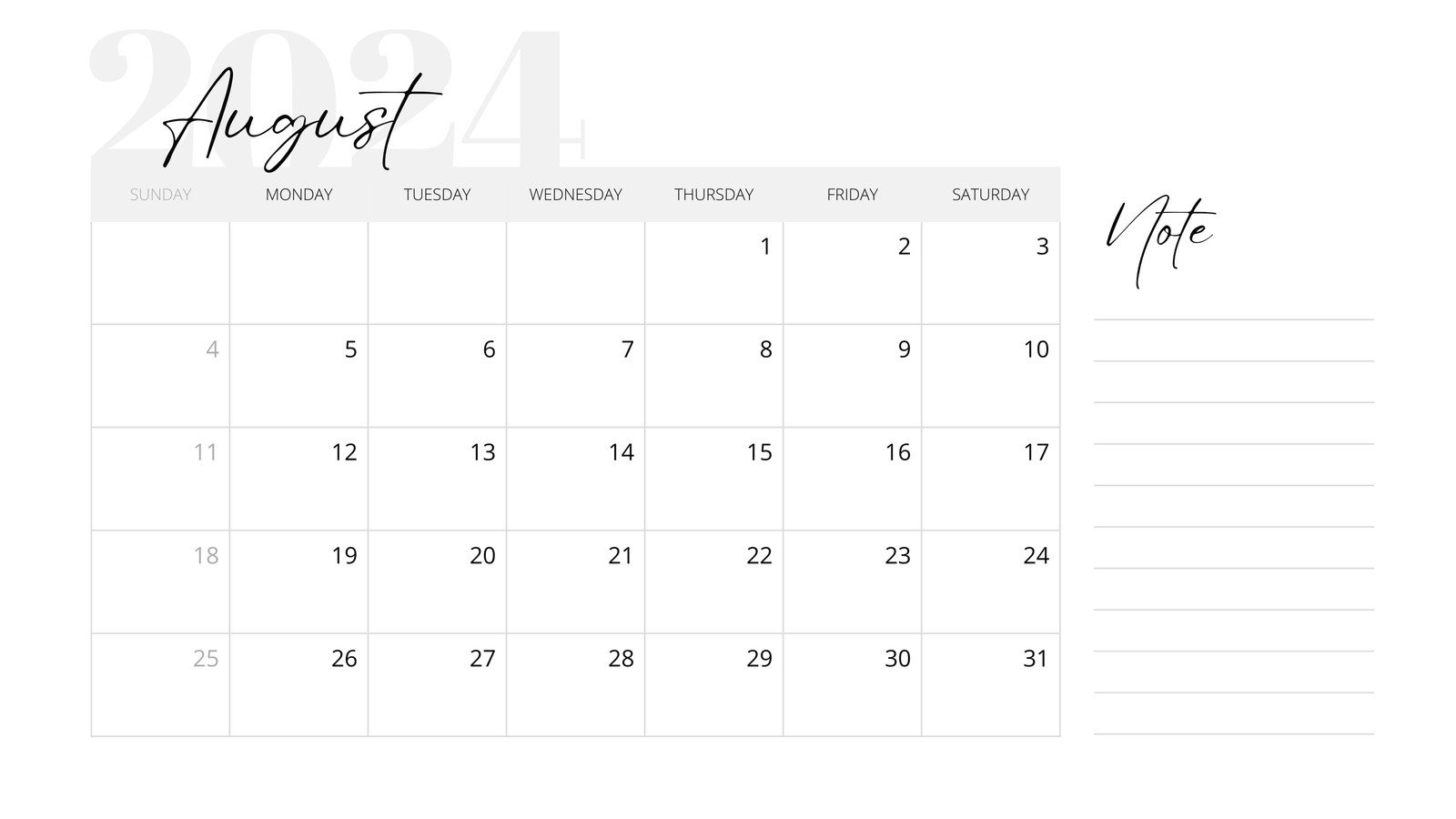 Free Printable August 2024 Calendar Templates | Canva | Calendar 2024