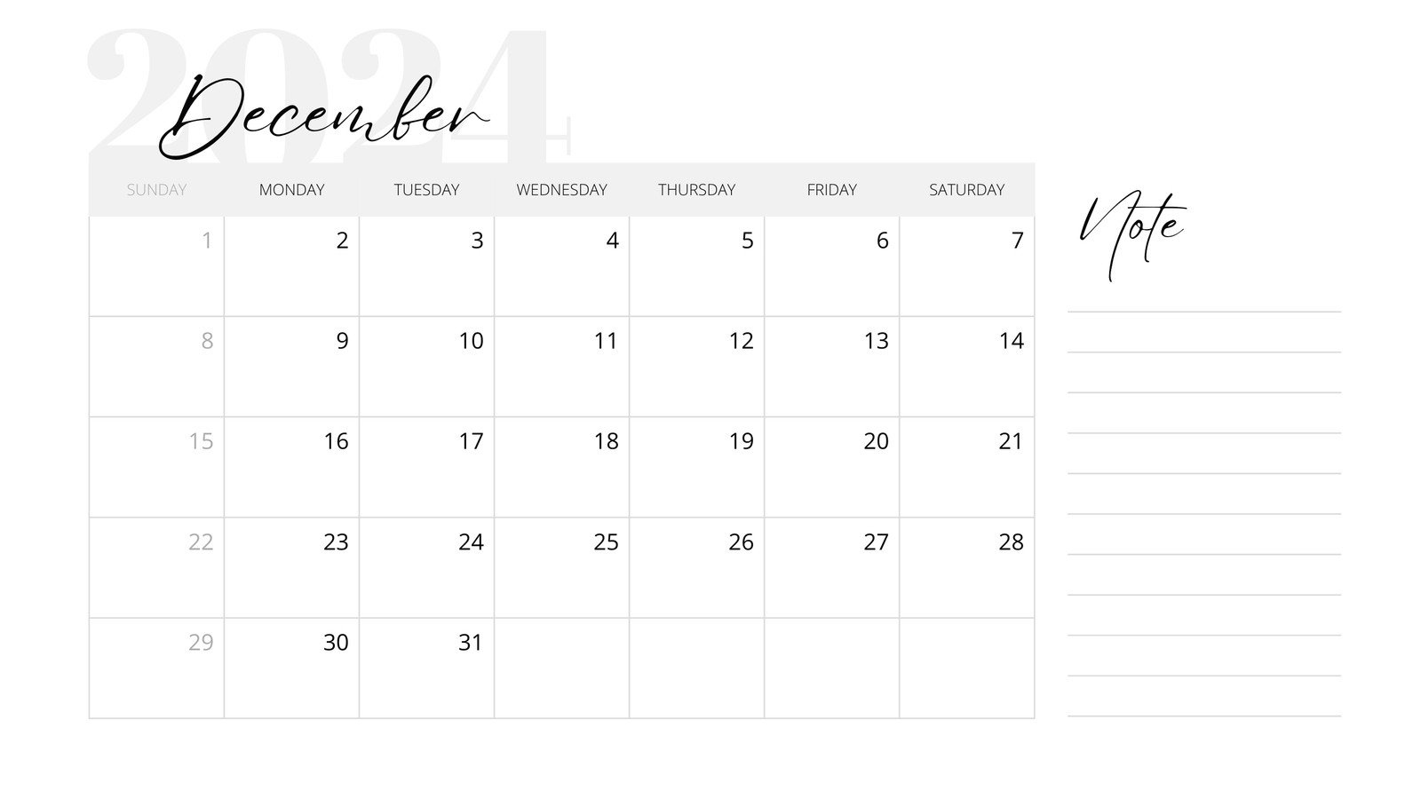 Free, Printable December 2024 Calendar Templates | Canva | 2024 Cute Printable Monthly Calendar December