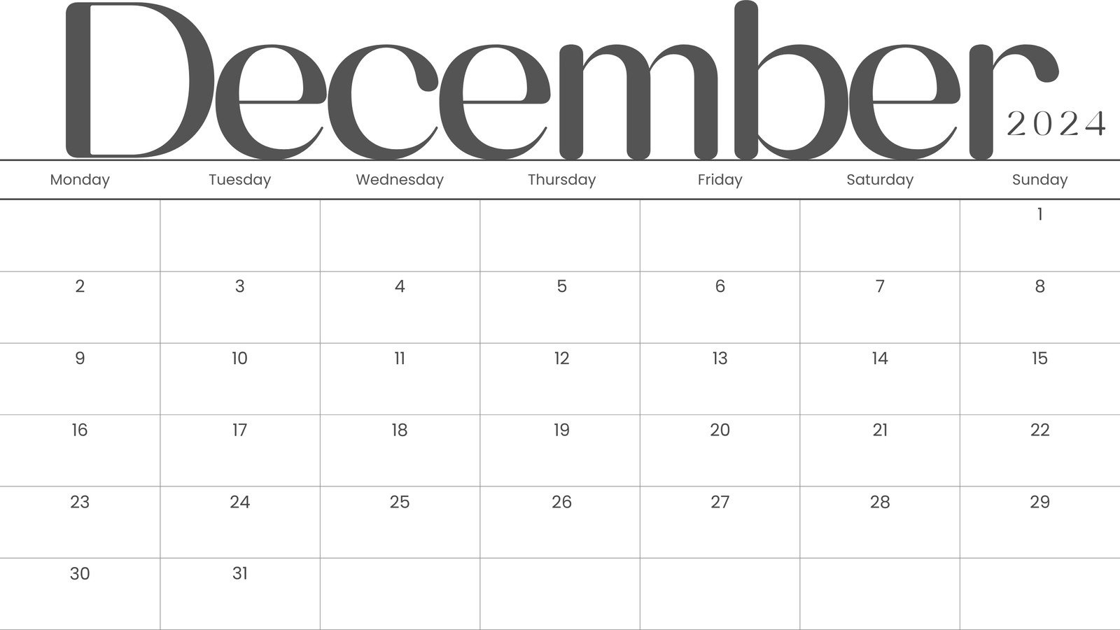 Free, Printable December 2024 Calendar Templates | Canva | Calendar 2024