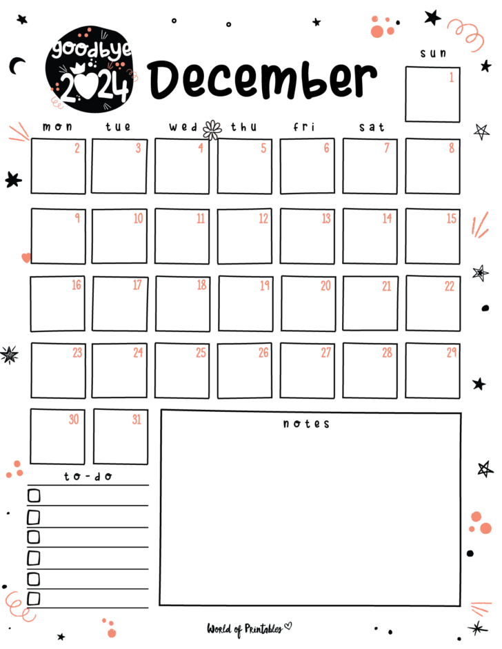 Blank Things to Do List Calendar For December 2024 Printable | Calendar 2024