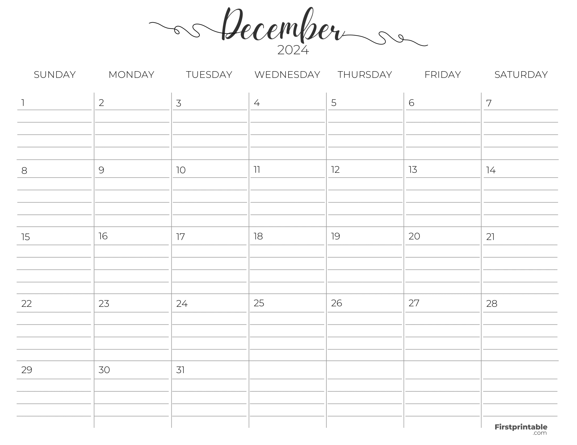 Free Printable &amp;amp; Fillable December Calendars 2024 | Calendar 2024