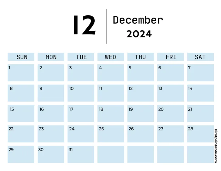 December 2024 Calendar with Holidays First Printable | Calendar 2024