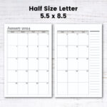 Free Printable Half Size 2024 Calendar — Krafty Planner | December 2024 Calendar Printable Fit In A5