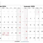 January 2025 Calendar Uk | December 2024 January 2025 Calendar Printable UK