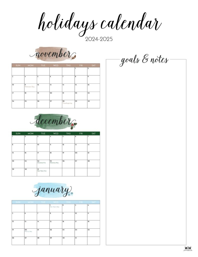 November December 2024 Calendars - 28 Printables | Printabulls | Calendar 2024