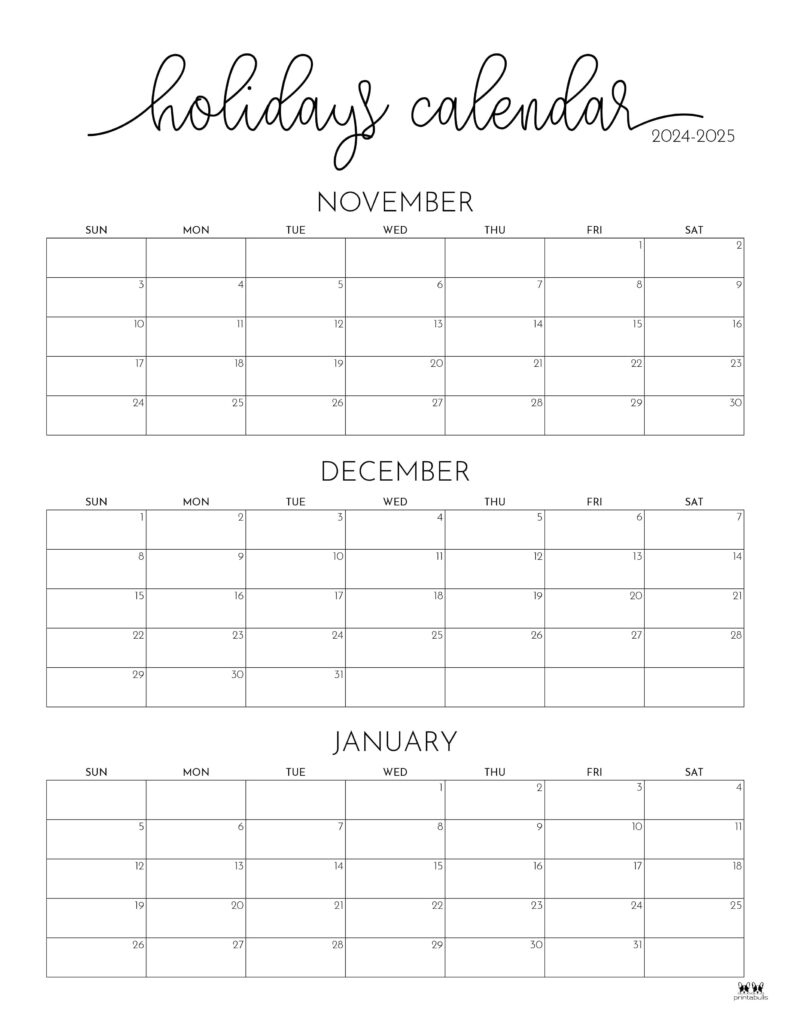 November December 2024 Calendars - 28 Printables | Printabulls | Calendar 2024