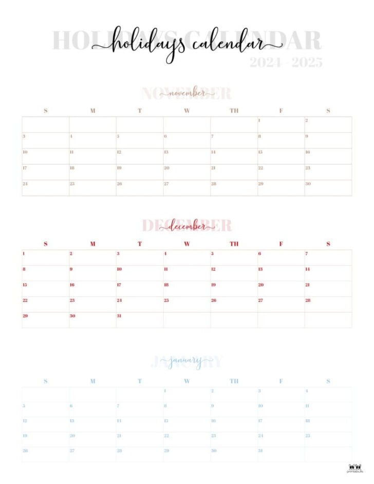 November December 2024 and January 2025 Printable Calendar | Calendar 2024