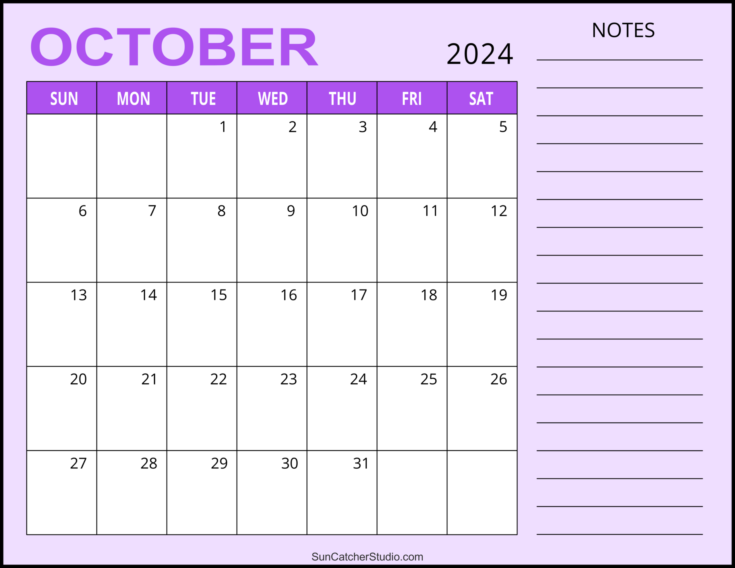 October 2024 Calendar (Free Printable) – Diy Projects, Patterns | Calendar 2024