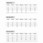 October, November, And December 2024 Calendar Template |  Calendar 2024