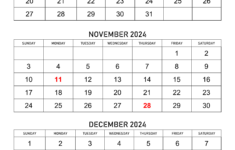 October To December 2024 Calendar | Calendar Quickly | Calendar October November December 2024 Printable